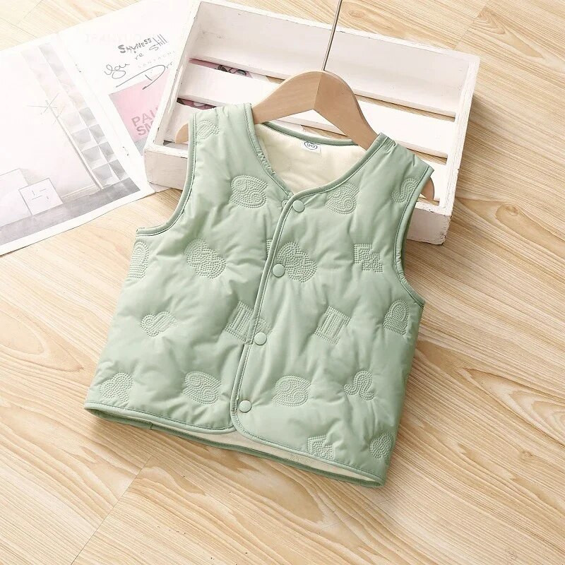 2023 m. rudens žiema Nauja vaikų šilumos liemenė Korėjos mergaičių princesės paltas berniukų vaikiškas margintas siuvinėtas medvilninės striukės liemenė