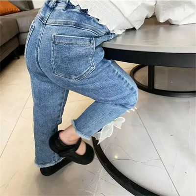 Lányok Farmer 2022. tavaszi ősz Új divat Gyermekfarmer Bowknot Farmer nadrágok Leggings Gyermekruházat Lányok2 4 6 T