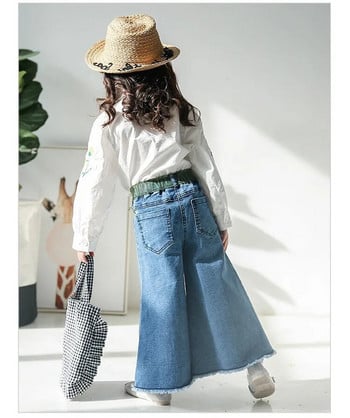 Мода за момичета, пролет, есен, дънки, детски панталони с връзки, ретро кльощави панталони, дънкови панталони, памучни дънки за принцеса, момиче, 2-7 години