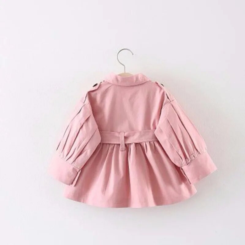 Kislánykabát 2 színű csecsemőkabát divatos babakabát övvel Pamut Őszi tavaszi babaruhák egyszínű