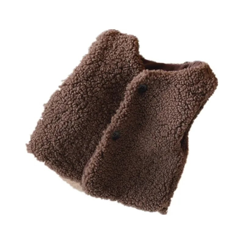 Noua vestă de toamnă iarnă pentru copii, fete, băiat, culoare solidă, din lână groasă, cu guler rotund, vestă fără mâneci, îmbrăcăminte pentru copii H450