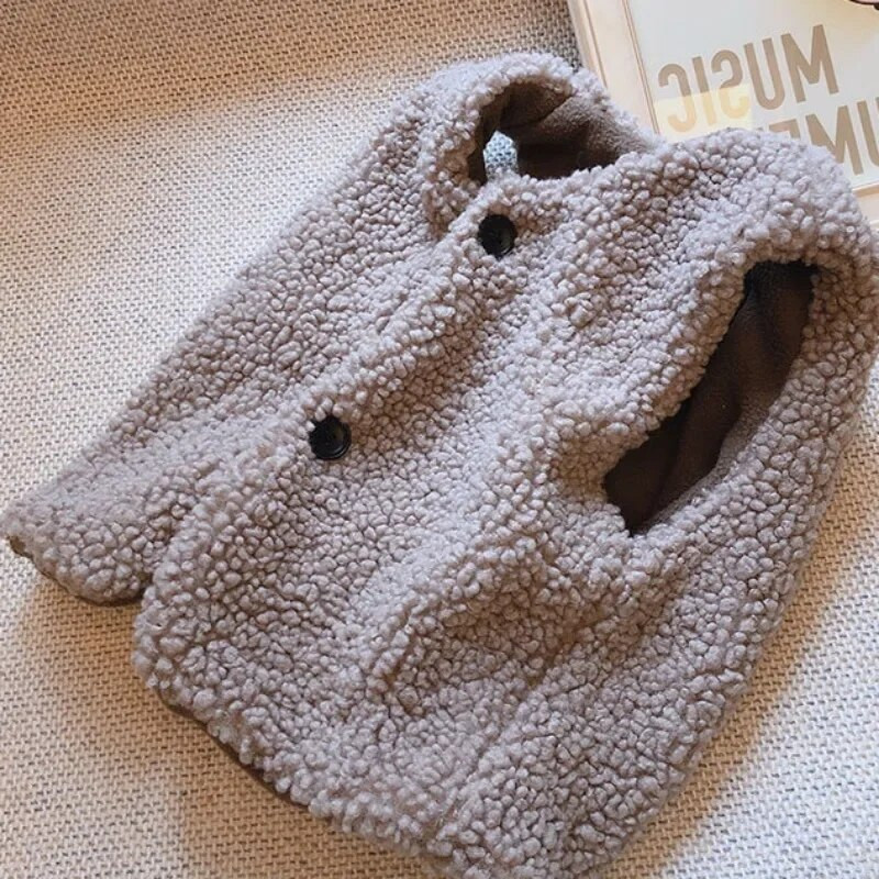 Noua vestă de toamnă iarnă pentru copii, fete, băiat, culoare solidă, din lână groasă, cu guler rotund, vestă fără mâneci, îmbrăcăminte pentru copii H450