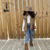 Vestă de iarnă de modă pentru bebeluși băieți fetiță, căptușită din bumbac, vestă pentru copii mici, culoare solidă, haine calde groase pentru bebeluși 2-10 ani