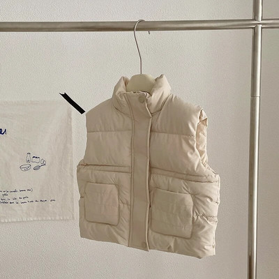 Vestă de iarnă de modă pentru bebeluși băieți fetiță, căptușită din bumbac, vestă pentru copii mici, culoare solidă, haine calde groase pentru bebeluși 2-10 ani