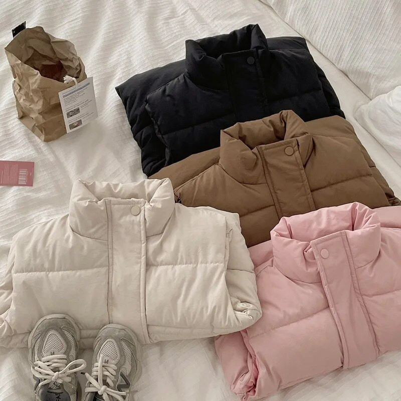 Vestă de iarnă de modă pentru bebeluși băieți fetiță, căptușită din bumbac, vestă pentru copii mici, culoare solidă, haine calde groase pentru bebeluși 2-10 ani