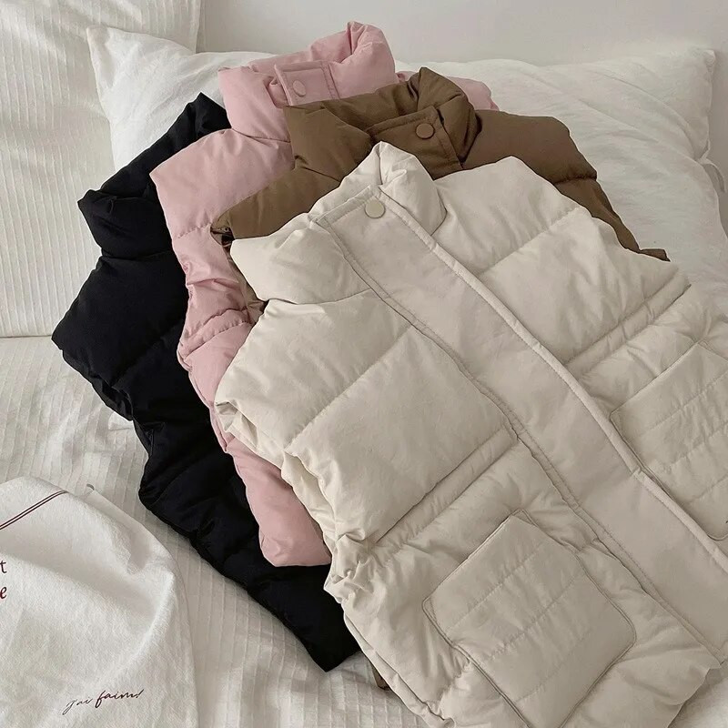 Vestă de iarnă de modă pentru bebeluși băieți fetiță, căptușită din bumbac, vestă pentru copii mici, culoare solidă, haine calde groase pentru bebeluși 2-10 ani