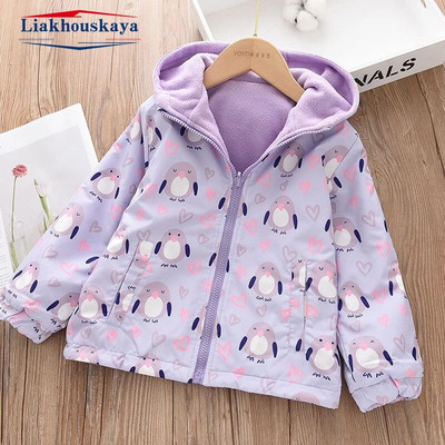 Proljetne jakne za djevojčice 2023. korejski kaput s dvostrukim crtanim uzorcima životinja, dječja gornja odjeća od flisa, dječji ležerni kostim 100-160 cm