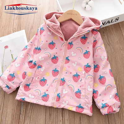 Proljetne jakne za djevojčice 2023. korejski kaput s dvostrukim crtanim uzorcima životinja, dječja gornja odjeća od flisa, dječji ležerni kostim 100-160 cm