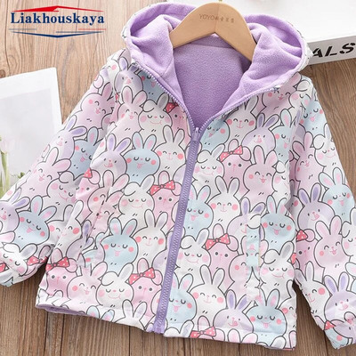 Proljetne jakne za djevojčice 2023. korejski kaput s dvostrukim crtanim uzorcima životinja, dječja gornja odjeća od flisa, dječji ležerni kostim 100-160 cm