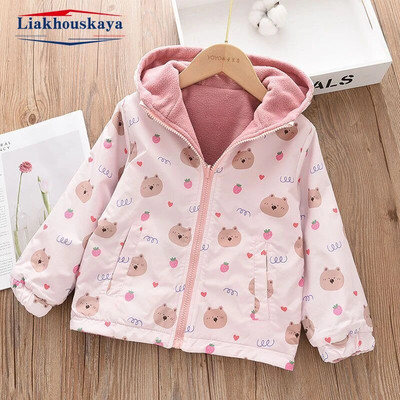 Proljetne jakne za djevojčice 2023. korejski kaput s dvostrukim crtanim uzorcima životinja, dječja gornja odjeća od flisa, dječji ležerni kostim 100-160 cm