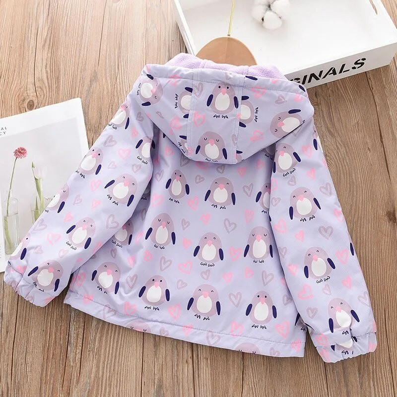 Proljetne jakne za djevojčice 2023. korejski kaput s dvostrukim crtanim uzorcima životinja, dječja gornja odjeća od flisa, dječji ležerni kostim 100-160 cm