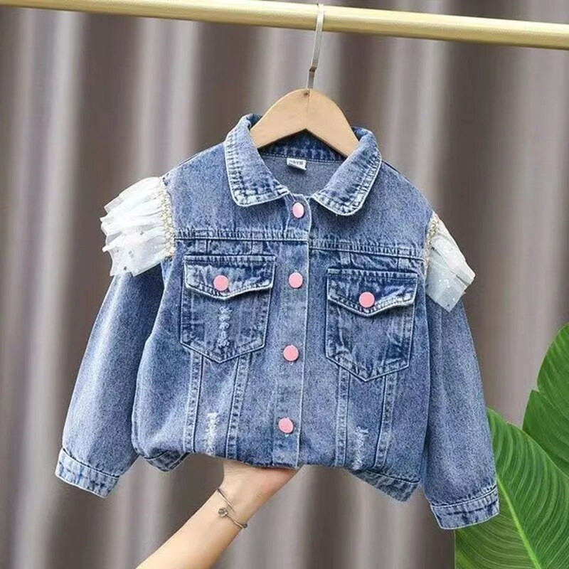 2023 tavaszi őszi lányok farmer dzseki kabát új koreai gyermekruházat virág ruhák csecsemő lányok baba felsők gyerek ruhák