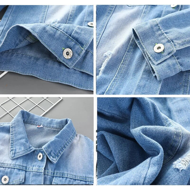 Jachetă de blugi pentru fete de 2-12 ani, primăvară, toamnă, moda pentru copii, haină de jeans pentru fete, dulce, prințesă, îmbrăcăminte exterioară, îmbrăcăminte pentru copii