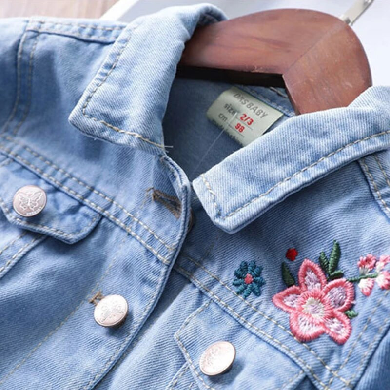 Jachetă din blugi pentru fete, primăvară, toamnă, brodata, jachetă prințesă, cadouri de aniversare, 2-6 ani, îmbrăcăminte pentru copii