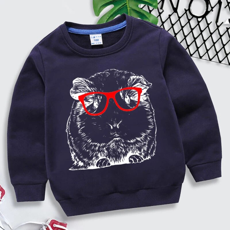 Hanorace amuzante de cobai pentru copii, pulover Kawaii, desene animate, băieți, fete, hanorace, ocazional, pentru bebeluși, moda pentru cobai