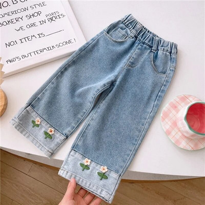 Nou-născut Moda Bebeluși Fetiță Bumbac Broderie Florală Pantaloni Larți De Jeans Sugar Copil Denim Pantaloni Denim Haine pentru bebeluși 12M-10Y