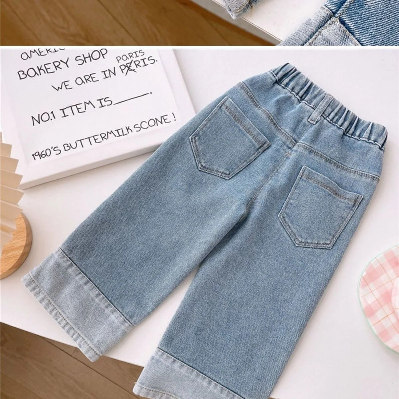 Nou-născut Moda Bebeluși Fetiță Bumbac Broderie Florală Pantaloni Larți De Jeans Sugar Copil Denim Pantaloni Denim Haine pentru bebeluși 12M-10Y