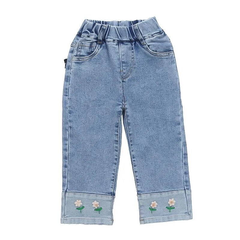 Nou-născut Moda Bebeluși Fetiță Bumbac Broderie Florală Pantaloni Larți De Jeans Sugar Copil Denim Pantaloni Denim Haine pentru bebeluși 12M-10Y