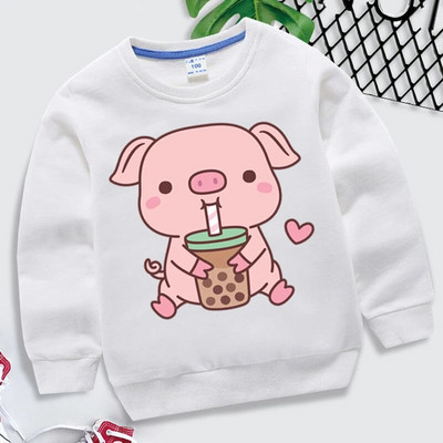 Bobo Tea Pig Print pentru copii Hanorac de primăvară cu mânecă lungă Îmbrăcăminte fete băieți drăguț desene animate porc roz Hanorac pulover pentru copii