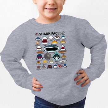 Видове качулки с принт на акула Детски моден пуловер с животни Суитшърт с дълъг ръкав Карикатура на акула Streetwear Момичета Момчета Суичър с качулка Топ