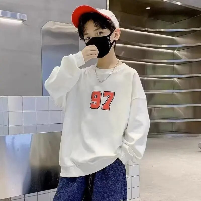 Pulover pentru băieți Stil de primăvară și toamnă Nou de mărime mijlocie Top pentru copii de toamnă Cămașă de jos de toamnă pentru băieți La modă și la modă