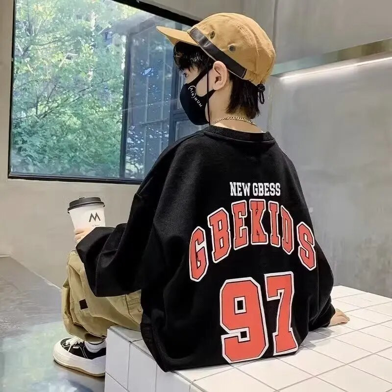 Pulover pentru băieți Stil de primăvară și toamnă Nou de mărime mijlocie Top pentru copii de toamnă Cămașă de jos de toamnă pentru băieți La modă și la modă