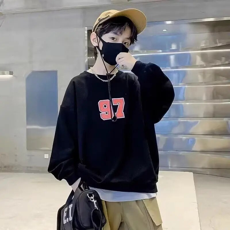 Pulover pentru băieți Stil de primăvară și toamnă Nou de mărime mijlocie Top pentru copii de toamnă Cămașă de jos de toamnă pentru băieți La modă și la modă