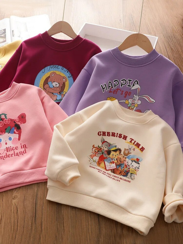 Copii Fete Pulover de pluș 2023 Iarna Bebeluși Fete Drăguț Desene Animat Fleece Pulover Cald Hanorac Hanoare Îmbrăcăminte pentru copii Îmbrăcăminte de exterior