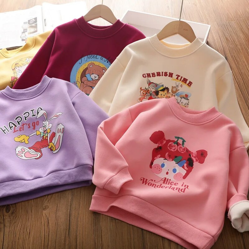 Copii Fete Pulover de pluș 2023 Iarna Bebeluși Fete Drăguț Desene Animat Fleece Pulover Cald Hanorac Hanoare Îmbrăcăminte pentru copii Îmbrăcăminte de exterior
