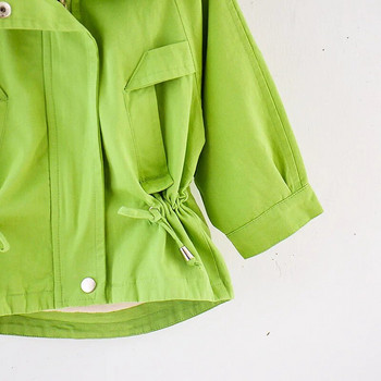 Нови модни пролетни якета за момичета, зелено, синьо Есенно детско яке с ръкав, модно бебешко палто, бебешко яке за момичета, Ветровка 2-7 години