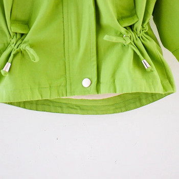 Нови модни пролетни якета за момичета, зелено, синьо Есенно детско яке с ръкав, модно бебешко палто, бебешко яке за момичета, Ветровка 2-7 години