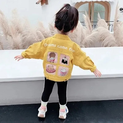 Nova traper jakna za djevojčice Jesenska odjeća Modna traper jakna za male djevojčice Dječji ležerni gornji dio Dječji kaput za djevojčice 0 2 4 67Y