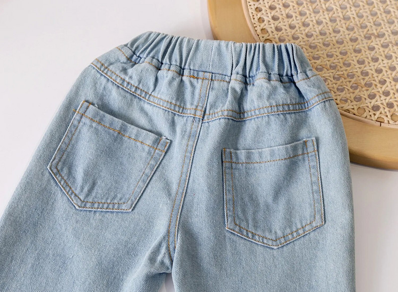 Nove traperice za jesen i zimu 2023. Odjeća za djevojčice Odjeća za dječake Visoki struk Jednobojne topline traperice Dječja odjeća