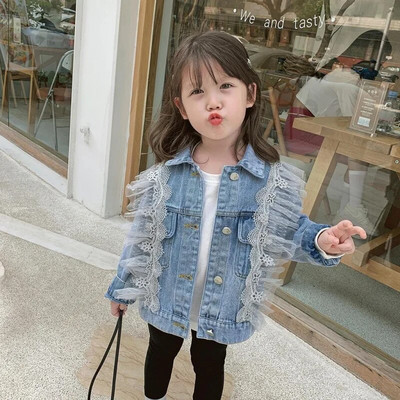 Traper jakne za djevojčice Modna nova gornja odjeća za djevojčice Odjeća za djevojčice Traper jakna dugih rukava za 2-10 godina tinejdžerice Traper kaputi za djevojčice