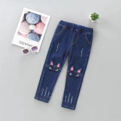 2-12 ani, primăvară și toamnă, ocazional pentru copii, design drăguț de pisici, blugi pentru copii, pantaloni, blugi pentru fete, pantaloni, îmbrăcăminte pentru copii, pantaloni rupti