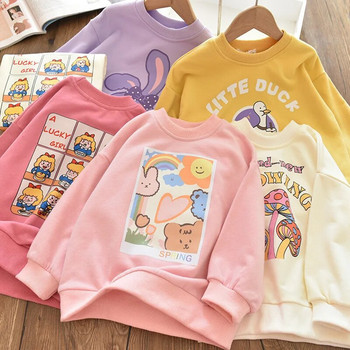 Бебешки момичешки анимационен сладък суичър Детски бебешки памучен пуловер