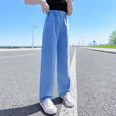Παιδικά τζιν για κορίτσια Φαρδιά ίσια παντελόνια Καλοκαιρινό σχολείο για κορίτσια Φαρδιά παντελόνια Μόδα Παιδικά μακρύ τζιν 5-15 ετών