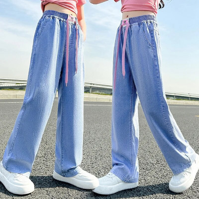 Παιδικά τζιν για κορίτσια Φαρδιά ίσια παντελόνια Καλοκαιρινό σχολείο για κορίτσια Φαρδιά παντελόνια Μόδα Παιδικά μακρύ τζιν 5-15 ετών
