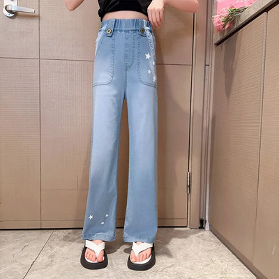 Παιδικά τζιν για κορίτσια Φαρδιά ίσια παντελόνια Καλοκαιρινό σχολείο για κορίτσια Φαρδιά παντελόνια Μόδα Παιδικά μακρύ τζιν 5-15 ετών