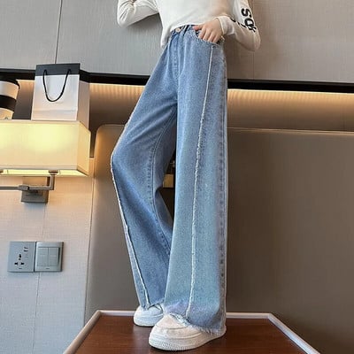 Traperice za djevojčice 2024. Proljeće Novo ljepilo Hlače širokih nogavica sa zvijezdom petokrakom Dječje trendi tinejdžerske dječje hlače 8 10 12 godina