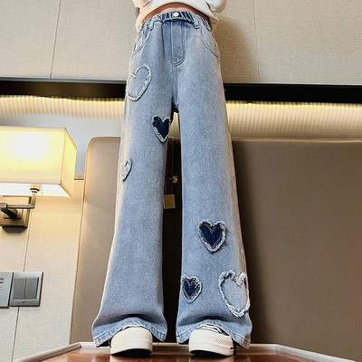 Traperice za djevojčice 2024. Proljeće Novo ljepilo Hlače širokih nogavica sa zvijezdom petokrakom Dječje trendi tinejdžerske dječje hlače 8 10 12 godina