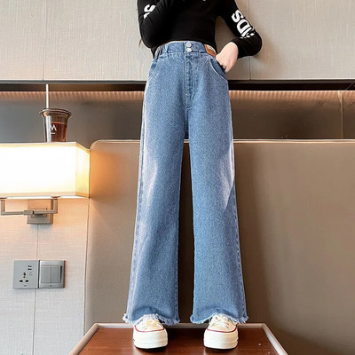 Traperice za djevojčice 2024. Proljeće Novo ljepilo Hlače širokih nogavica sa zvijezdom petokrakom Dječje trendi tinejdžerske dječje hlače 8 10 12 godina