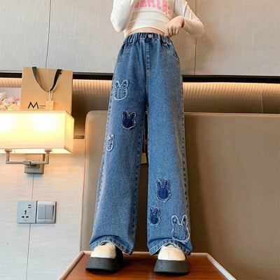 Traperice za djevojčice 2024. Proljeće Novo ljepilo Hlače širokih nogavica sa zvijezdom petokrakom Dječje trendi tinejdžerske dječje hlače 8 10 12 godina