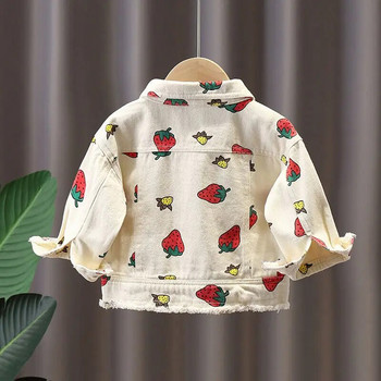 Βρεφικό παλτό Κοριτσίστικο Τζιν μπουφάν Βαμβακερό μακρυμάνικο Ρούχα Χαριτωμένο Strawberry Girl Εξωτερικό παλτό Παιδικό τζιν Παιδικό μπουφάν 9M-6T