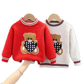 Pulover de Crăciun pentru copii Fată Toamnă Iarnă Pluș Gros Desen animat Ursul mic Pulover cald cu mânecă lungă Haina pentru băiat