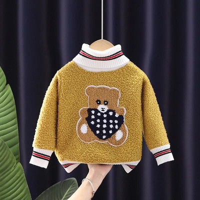 Pulover de Crăciun pentru copii Fată Toamnă Iarnă Pluș Gros Desen animat Ursul mic Pulover cald cu mânecă lungă Haina pentru băiat