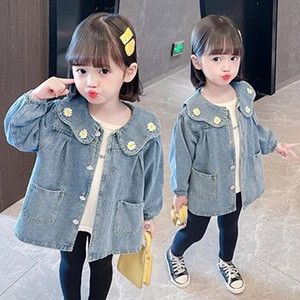 2023-as baba lány farmer dzseki tavaszi kardigán kabát gyerekeknek édes kislány hercegnő felsőruházat gyermekruházat születésnapi ajándék