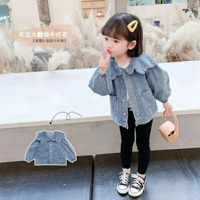 Ανοιξιάτικα φθινοπωρινά παιδικά τζιν μπουφάν για κορίτσια Baby Cute Jean παλτό μόδα Παιδικά Παιδικά Outwea Jackets Jean 2023 Νέο