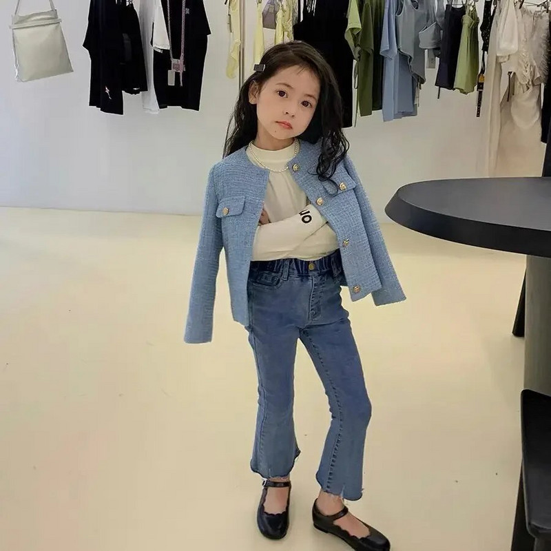 Negru/Albastru Moda Fete Bebeluși Cardigan Jachete Copii Copii Jachetă elegantă pentru ziua de naștere Trenci Haine Pardesi