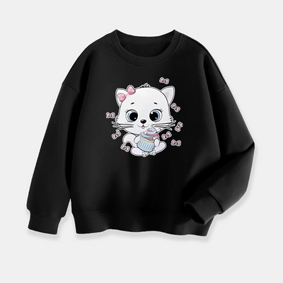 Cat&Bows Imprimat grafic Copii Fete Pulover Topuri Fete Hanorac casual Adolescenți Copii Sărbători Idee de îmbrăcăminte zilnică Prezent pentru copii